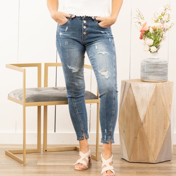 KanCan Denim - KanCan Button Fly High Rise Skinny Distressed